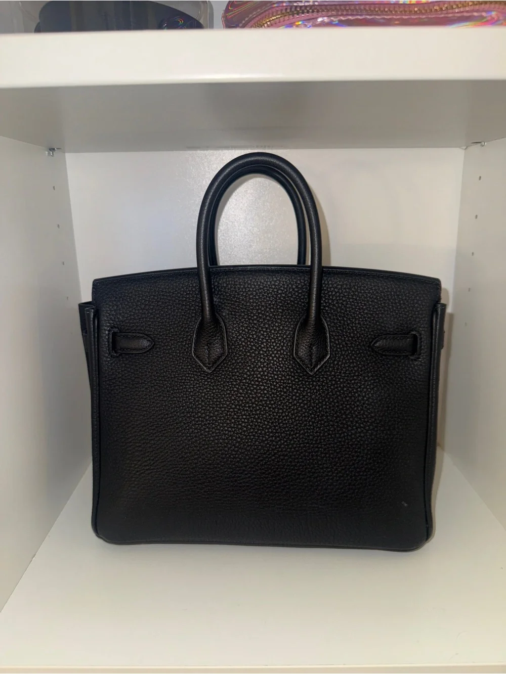 Hermes 25 Birkin Black Togo Leather Satchel with Gold Hardware